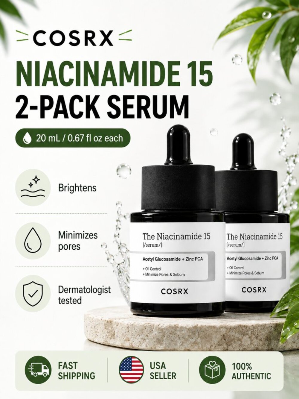 COSRX Niacinamide 15 Serum 2-Pack 20ml | 15% Niacinamide